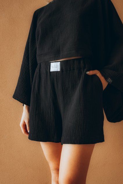 Dámske mušelínové kraťasy „Nara shorts“ black