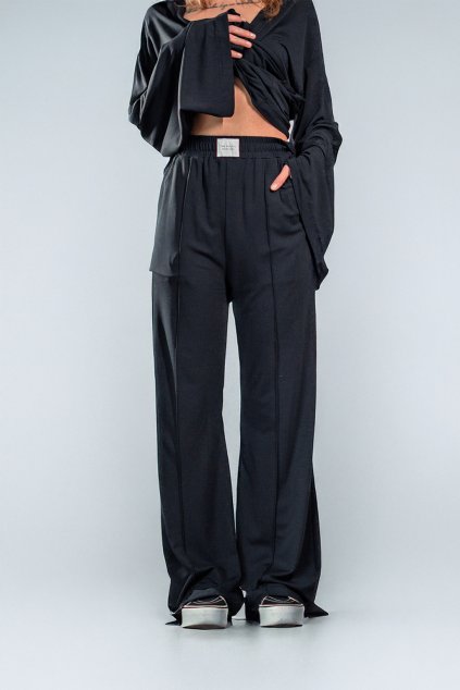 Dámske široké wide leg nohavice "Punto" black