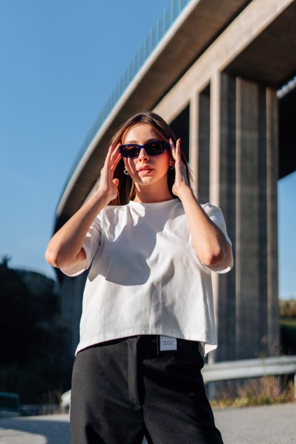 Tričko s krátkym rukávom POLA basic T-shirt - Ecru (Veľkosť L)