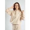 Dámska oversize mikina z hrubej bavlny s kapucňou "Fluffy" sand