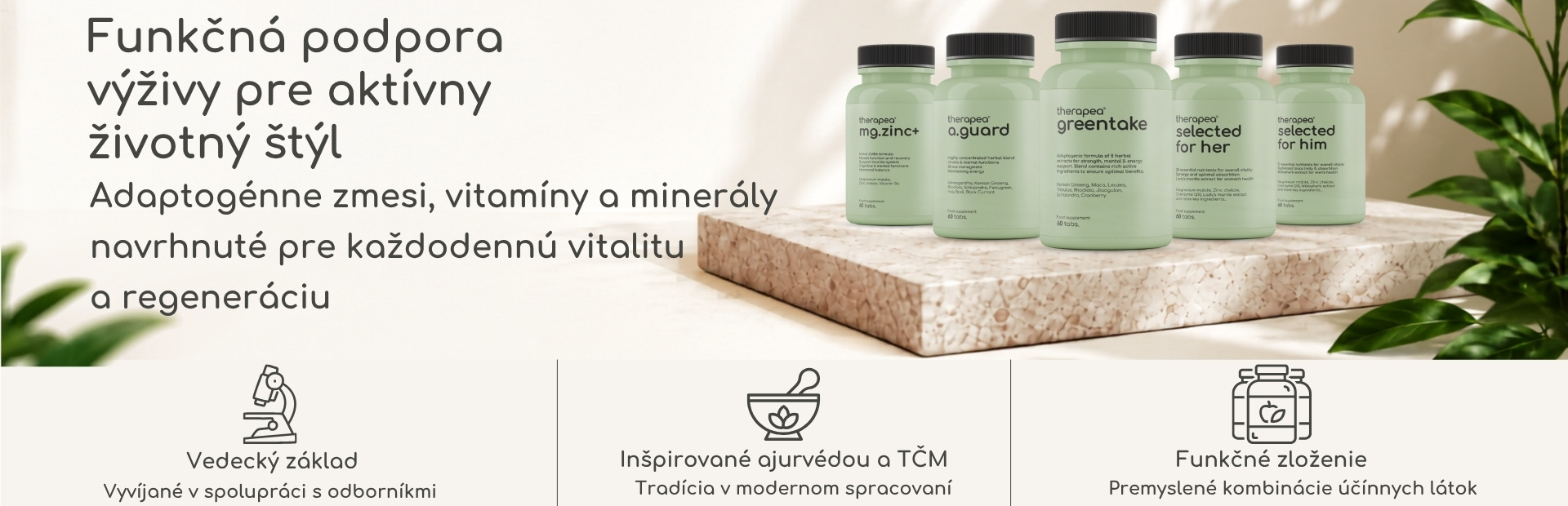 Therapea - Adaptogénne zmesi, vitamíny a minerály navrhnuté pre každodennú vitalitu a regeneráciu