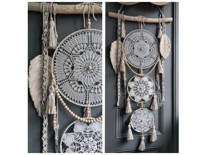 Boho dekorace Duše v krajce  Lapač snů – ručně vyráběná dekorace