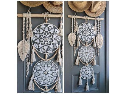 Boho dekorace Tichá harmonie  Ručně vyráběná přírodní boho dekorace na zeď