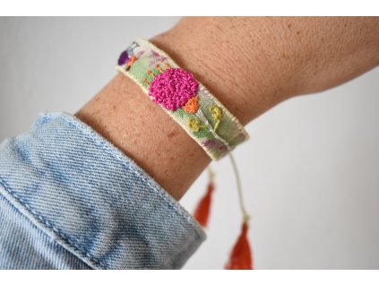 Romantica - náramek s květinou a ptáčkem