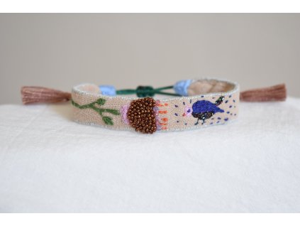 Romantica - náramek s květinou a ptáčkem