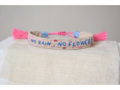 Vyšívaný náramek No rain, no flowers