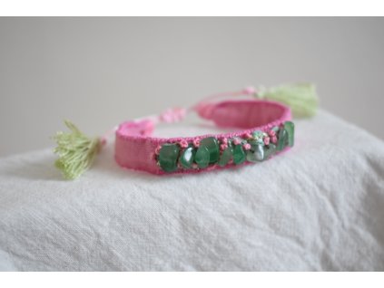 Avanturín - vyšívaný náramek