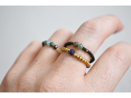 Prstýnek - smaragd, fluorit