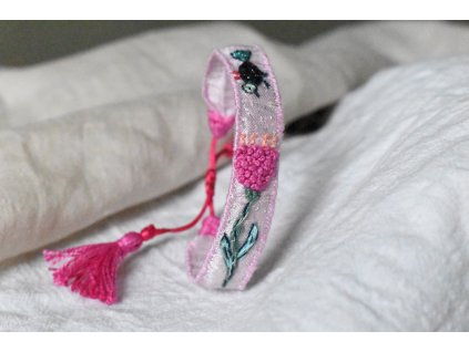 Vyšívaný hedvábný náramek Romantica