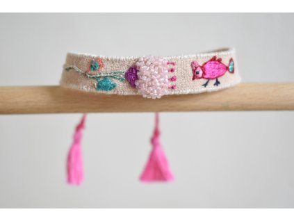 Romantica - náramek s květinou a ptáčkem