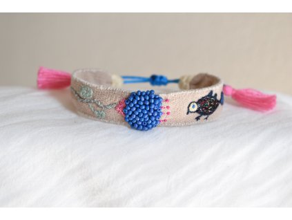 Romantica - náramek s květinou a ptáčkem