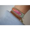 Vyšívaný náramek s hedvábím  - červánky
