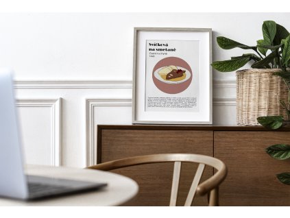Picture frame mockup png in a retro dining room
