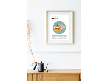 Picture frame mockup over a wooden sideboard table with dried flowers in a pour over glass