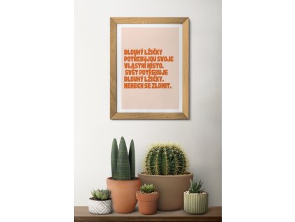 Picture frame png mockup on a shelf with plants against a wall
