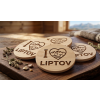 Set 4 ks štýlových drevených podšálok s ikonickým logom "I Love Liptov".