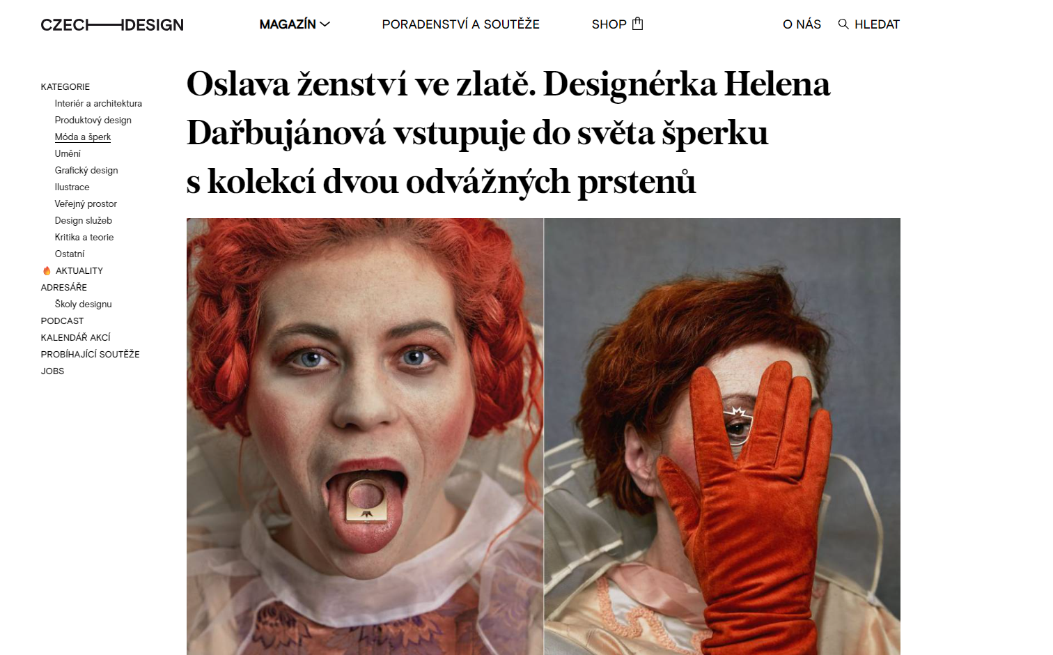 Oslava ženství ve zlatě. Designérka Helena Dařbujánová vstupuje do světa šperku s kolekcí dvou odvážných prstenů
