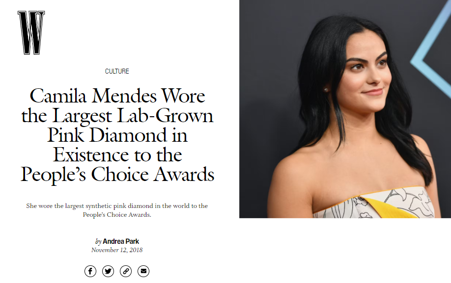 Camila Mendes Wore the Largest Lab-Grown Pink Diamond in Existence to the People’s Choice Awards