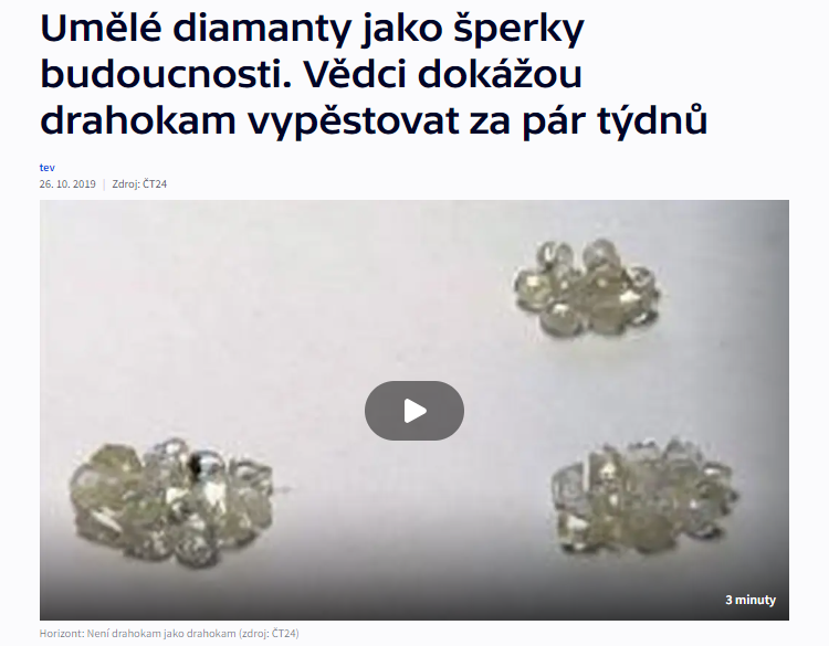 Umělé diamanty jako šperky budoucnosti. Vědci dokážou drahokam vypěstovat za pár týdnů