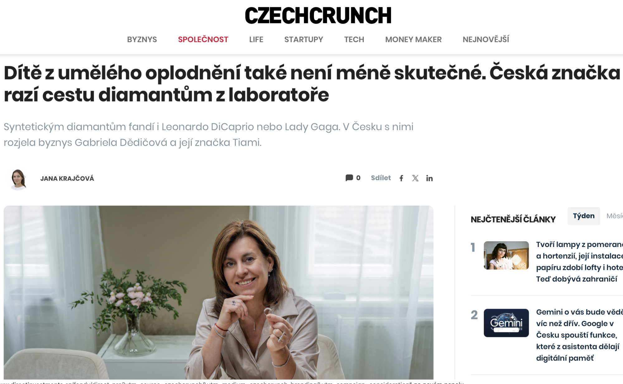 Dítě z umělého oplodnění také není méně skutečné. Česká značka razí cestu diamantům z laboratoře