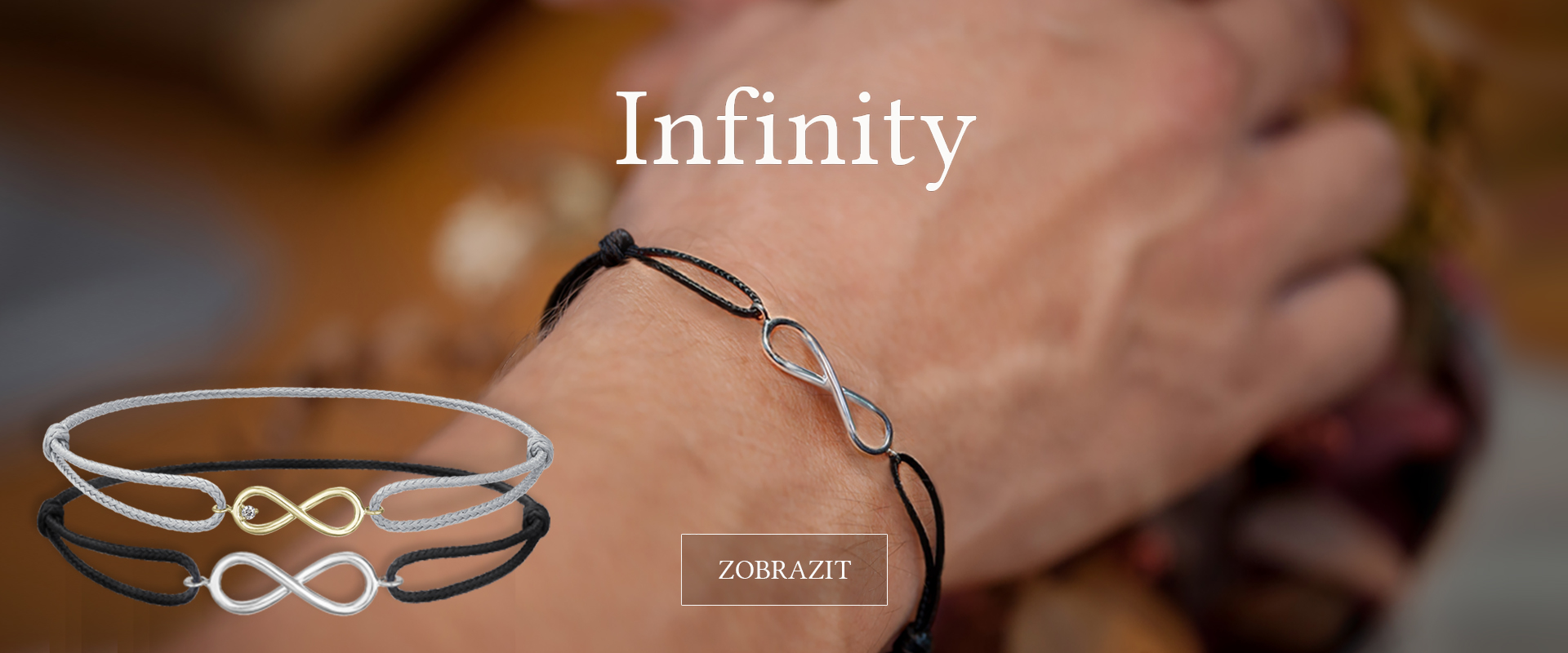 Náramky z bílého zlata s diamantem Infinity