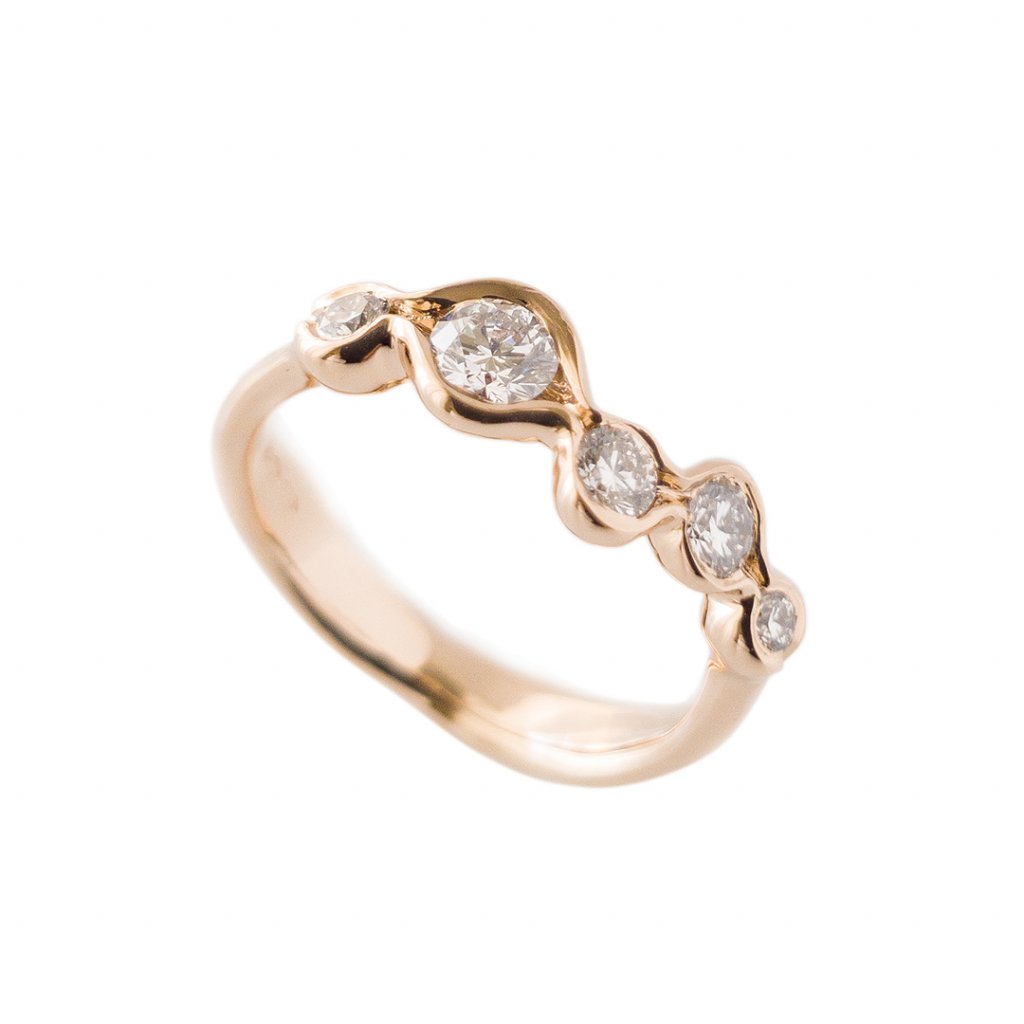 Prsten z růžového zlata s diamanty Organic 5