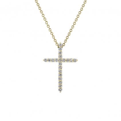 Přívěsek ze žlutého zlata s lab-grown diamanty Pure Cross, small