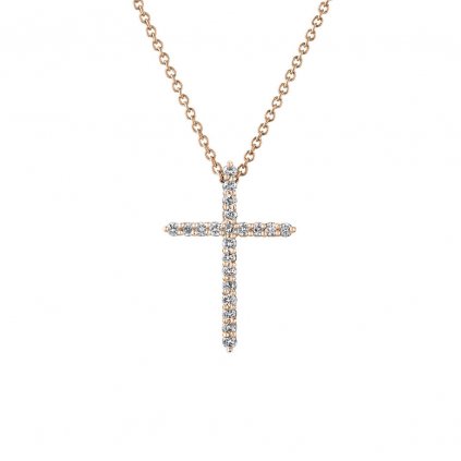 Přívěsek z růžového zlata s lab-grown diamanty Pure Cross, small