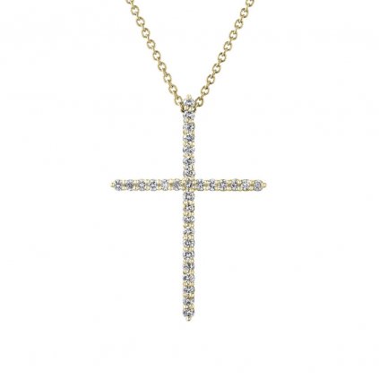 Přívěsek ze žlutého zlata s lab-grown diamanty Pure Cross , medium