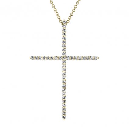 Přívěsek ze žlutého zlata s lab-grown diamanty Pure Cross, large