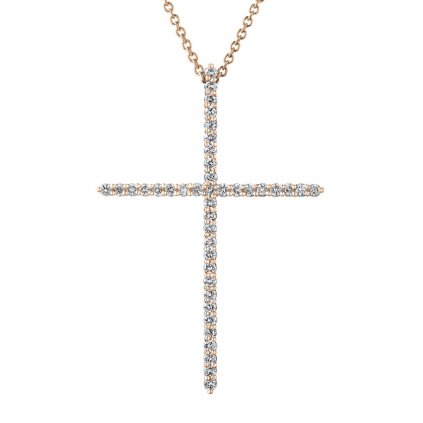 Přívěsek z růžového zlata s lab-grown diamanty Pure Cross, large