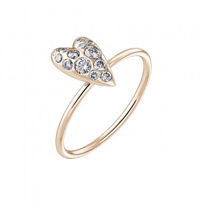 Prsten z růžového zlata s diamanty Cute Heart Sparkling