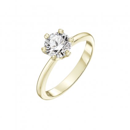 Prsten ze žlutého zlata s diamantem Fortuna