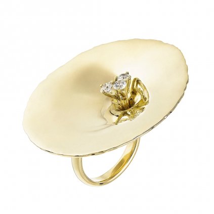 Prsten ze žlutého zlata s diamanty Golden Sun