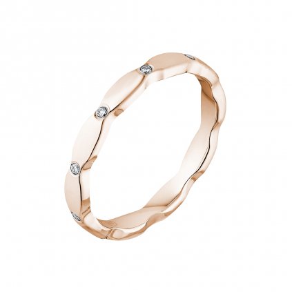 Prsten z růžového zlata s lab-grown diamanty Wave