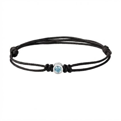 Pánský náramek Round z bílého zlata s modrým diamantem