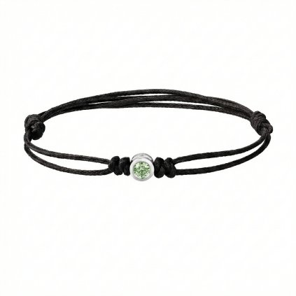 Pánský náramek Round z bílého zlata se zeleným diamantem