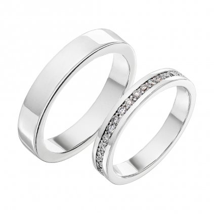 Snubní prsteny z bílého zlata s lab-grown diamanty Elegance