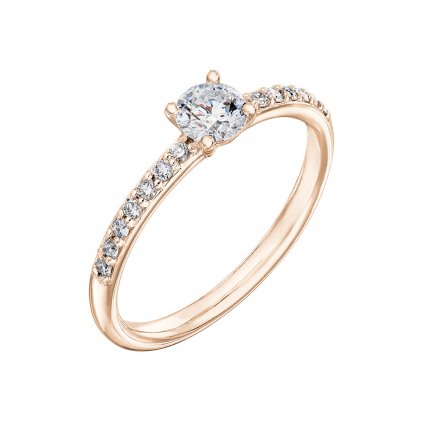 Prsten z růžového zlata s lab-grown diamanty Princess