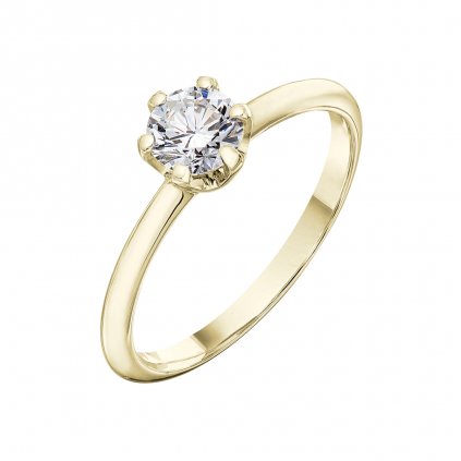 Prsten ze žlutého zlata s diamantem Harmony