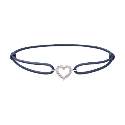Provázkový náramek Little Heart z bílého zlata s lab-grown diamanty