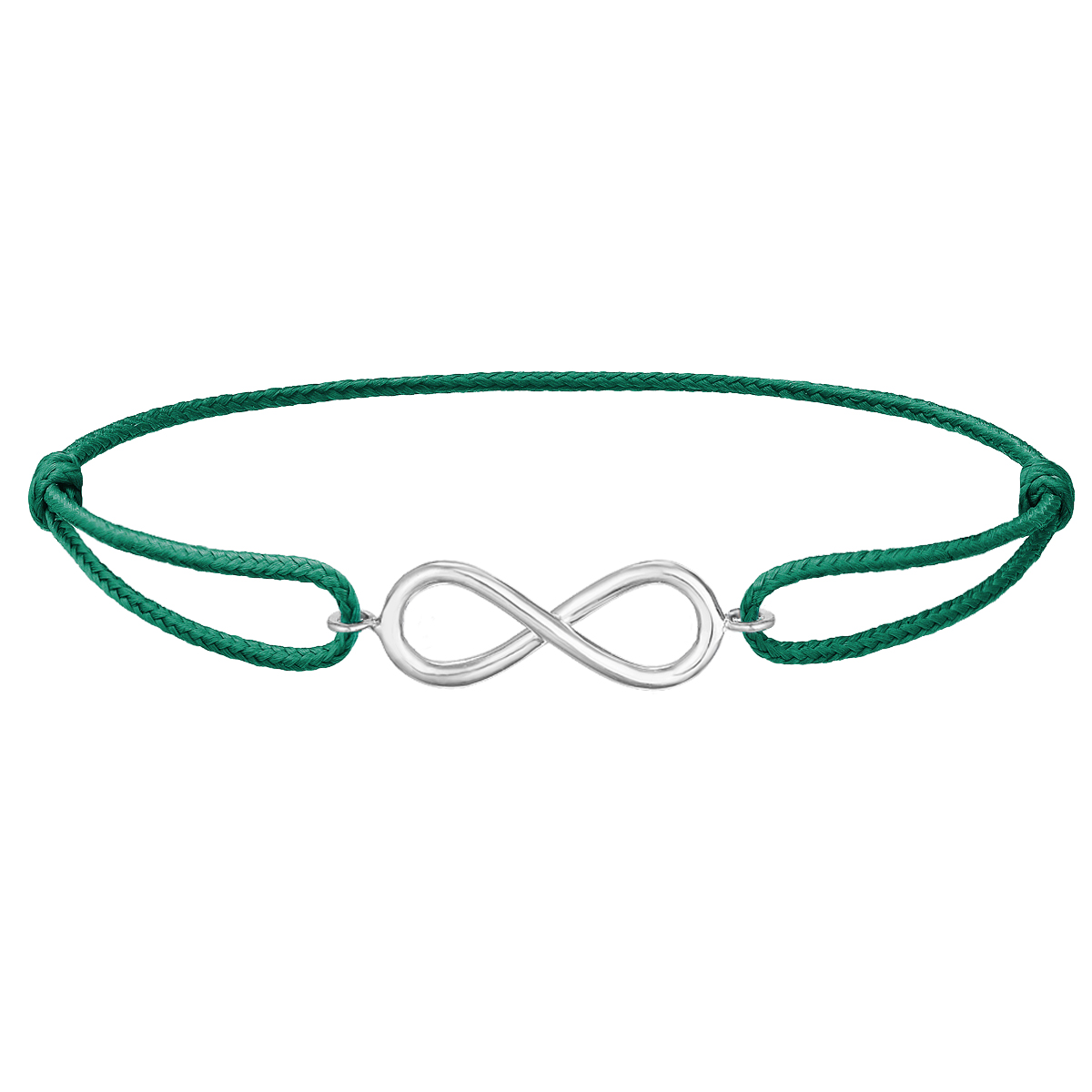 Tiami Pánský náramek Infinity z bílého zlata Šnůrkové náramky: tmavě zelená