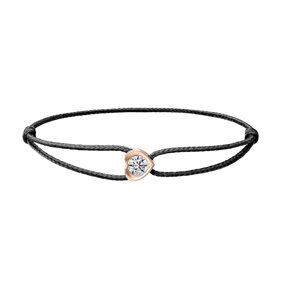 Tiami Provázkový náramek Pure Love z růžového zlata s diamantem (0,20 ct) Šnůrkové náramky: černý