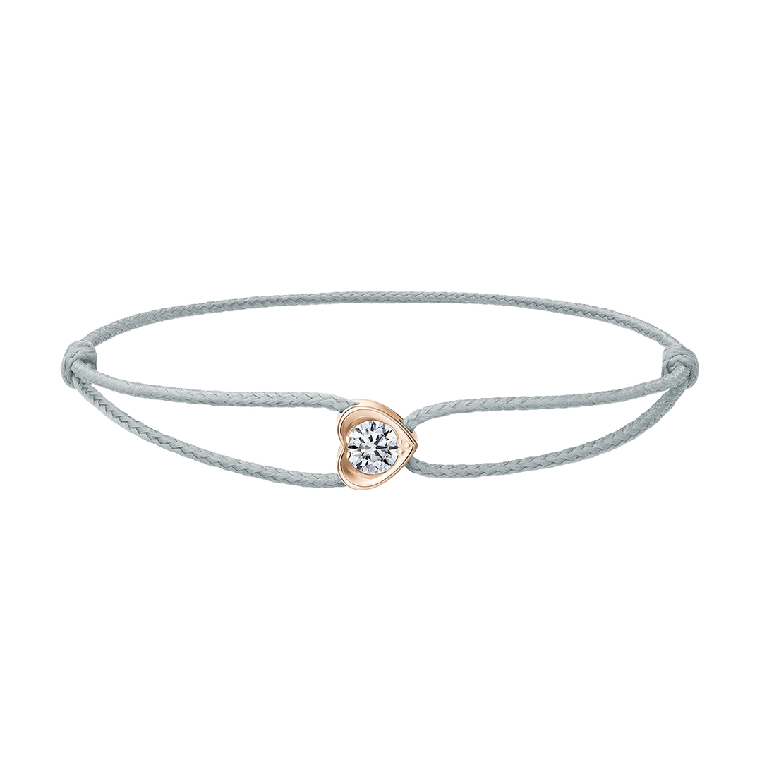 Tiami Provázkový náramek Pure Love z růžového zlata s diamantem (0,20 ct) Šnůrkové náramky: světle šedý
