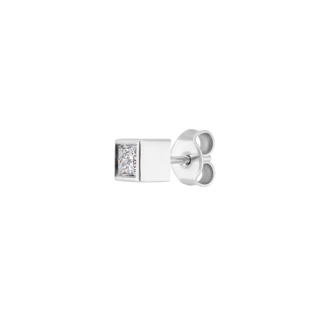 Tiami Náušnice s diamantem The Cube medium - 1 ks Barva zlata: Bílé zlato