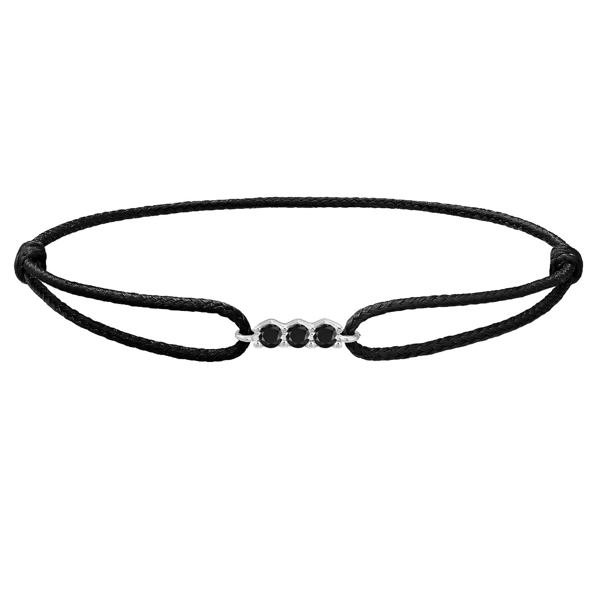 Tiami Provázkový náramek Pure Line 3 z bílého zlata s černými diamanty Šnůrkové náramky: černý