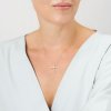 Přívěsek z růžového zlata s lab-grown diamanty Pure Cross - small