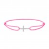 Provázkový náramek Little Cross z bílého zlata a lab-grown diamanty, růžový