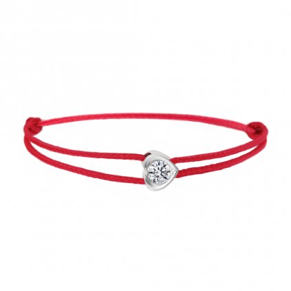 Provázkový náramek Pure Love z bílého zlata a lab-grown diamanty, růžový