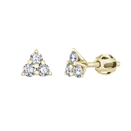Dámské náušnice z žlutého zlata s lab-grown diamanty Magic Triangle